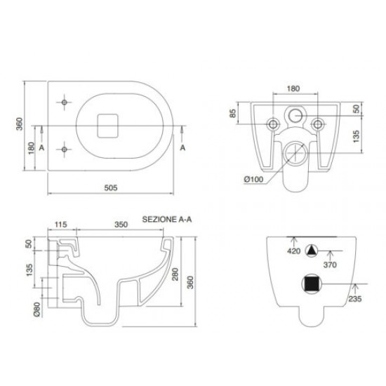 Λεκάνη Κρεμαστή Scarabeo Moon Rimless Clean Flush 50εκ 552000SC-600 Οcean Μπλε